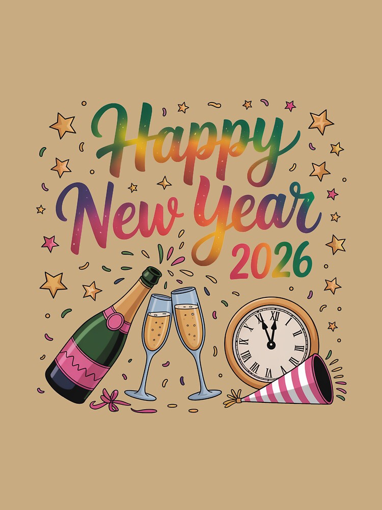 Happy New Year 2026 Colorful Party Celebration Design, Colorful Happy New Year 2026 Celebration Art, Happy New Year 2026 Fun Party Night Art by GDbanners