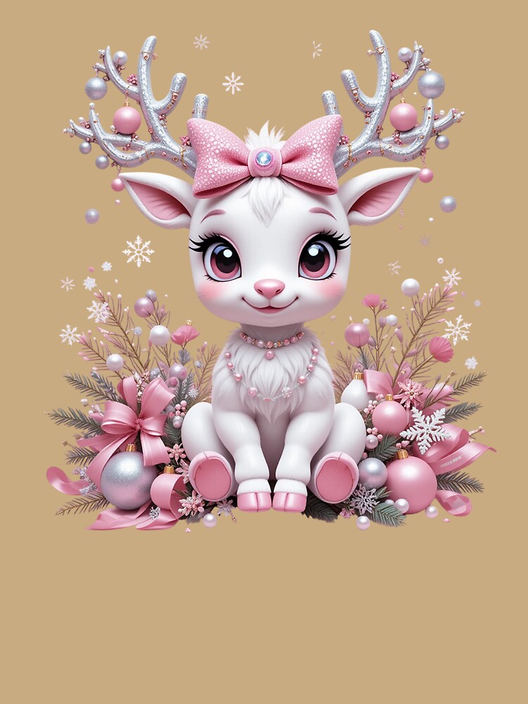 Magical Pink Reindeer Charm – Whimsical Holiday Cutie in Festive Pastel Style by PixelVibe782