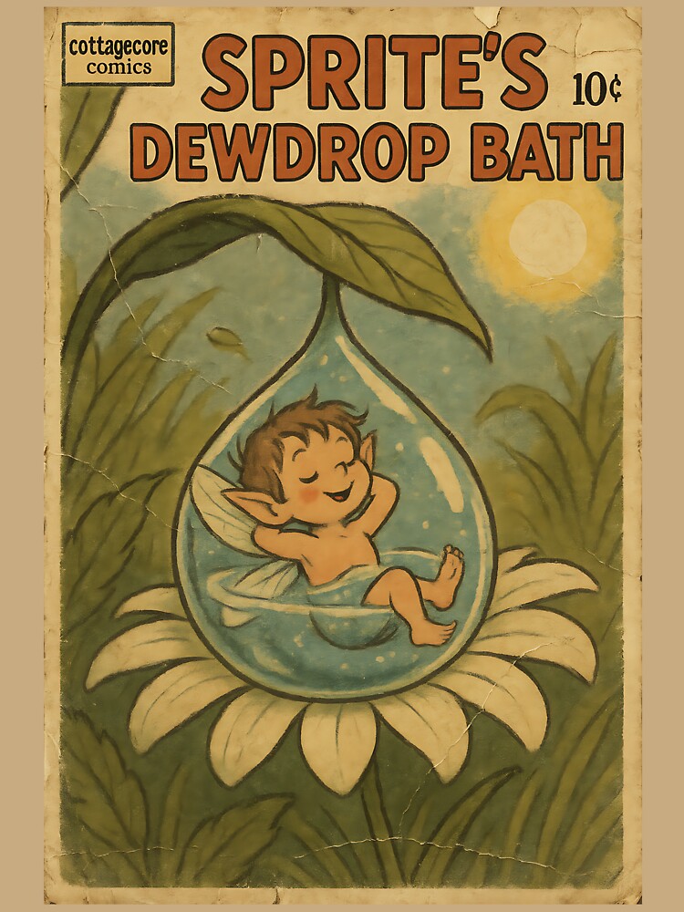 Magical Cottagecore Creature: Sprite's Dewdrop Bath by bapupa