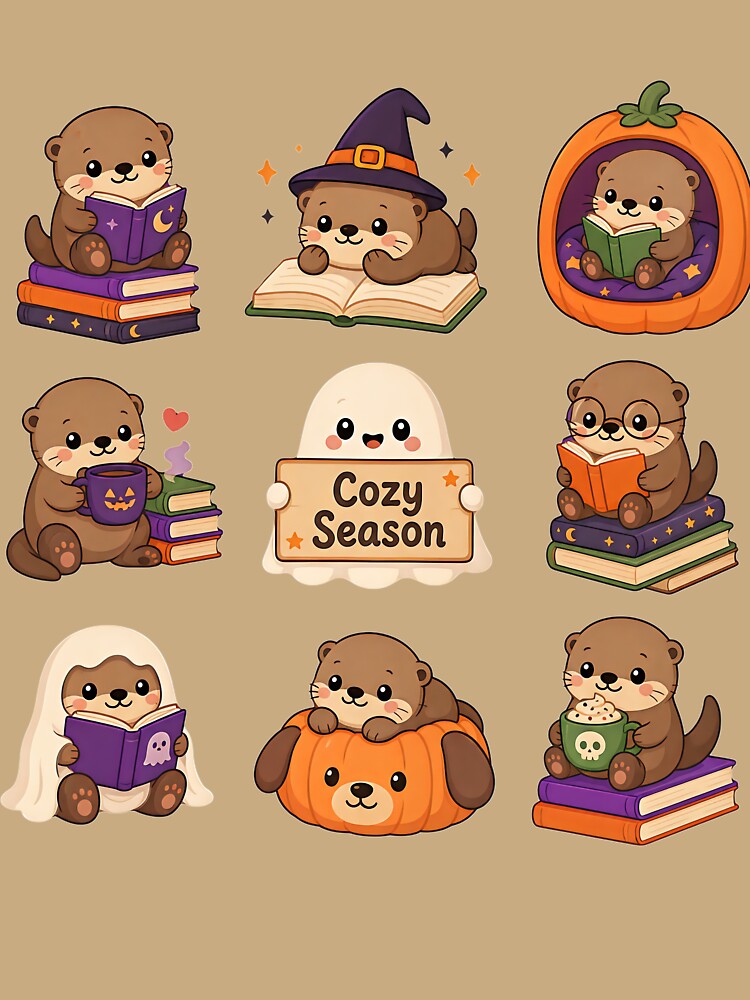 Cozy Season Cute Autumn Otter Halloween by CRMediaGroup