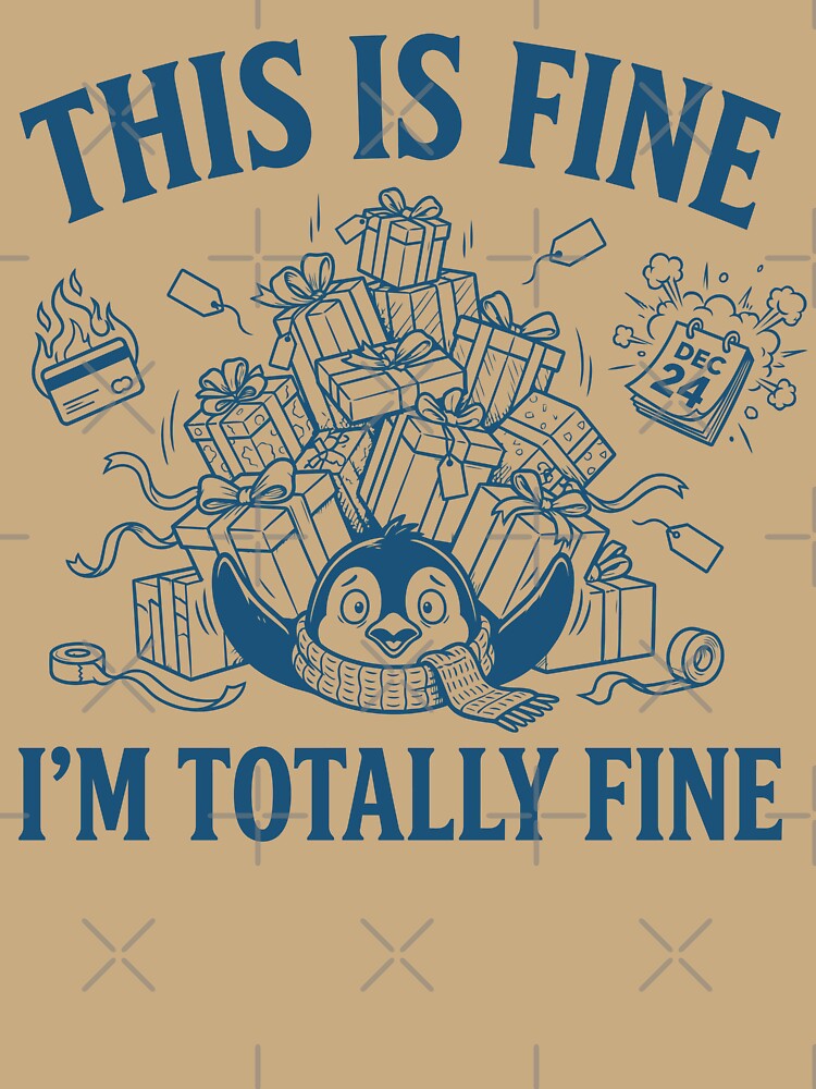 Frosty Blue Penguin Vector Illustration with Falling Holiday Gifts by DiNata