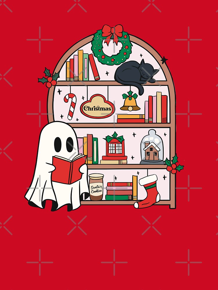 Christmas Kindle Bookshelf Cute Ghost Bookish Winter Tree Book by StickyBook