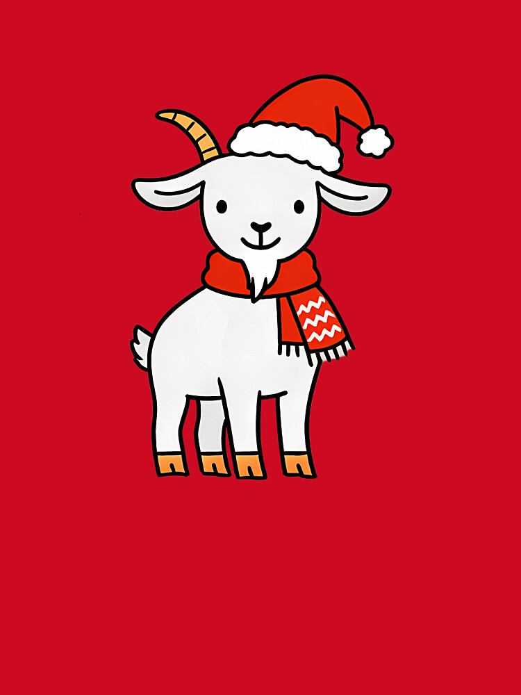 Cute Christmas Goat with Santa Hat and Scarf Illustration by aleano2026