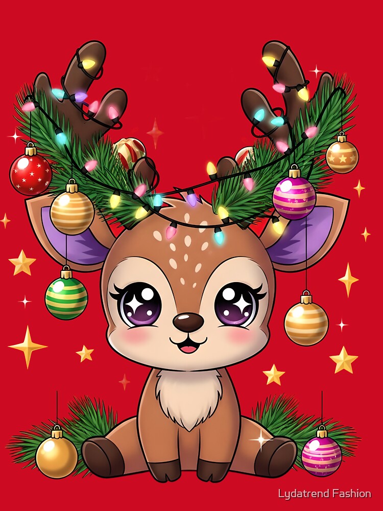 Cute Christmas Reindeer with Ornaments and Lights by Lydatrend Fashion
