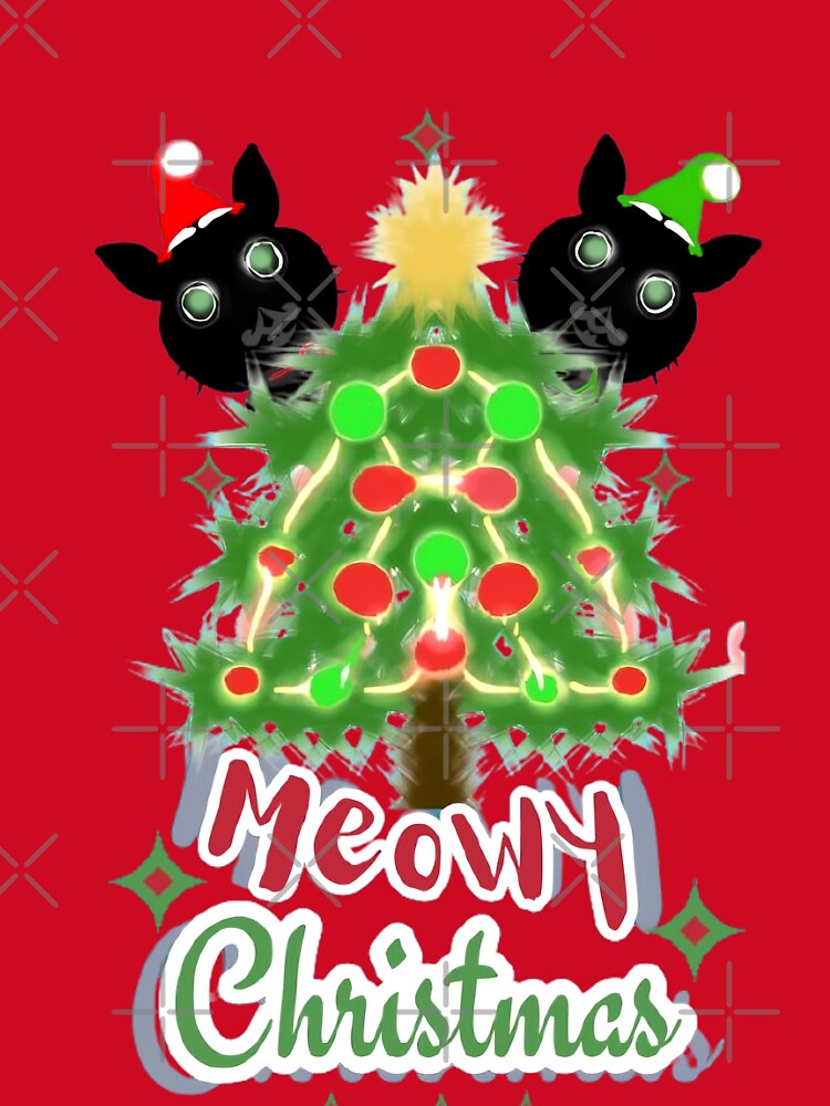 Meowy Christmas Cat Tree – Cute Black Cats Santa Hat Holiday Design by HopeAndHustle