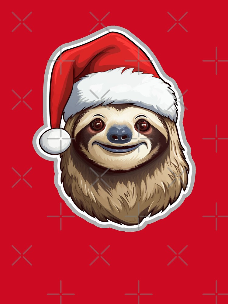 Christmas Sloth Wearing Santa Hat by VelvetRoom