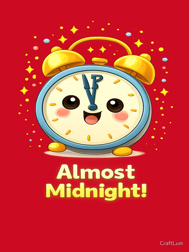 Almost Midnight – Kawaii Clock Cute New Year Countdown Design by CraftLum