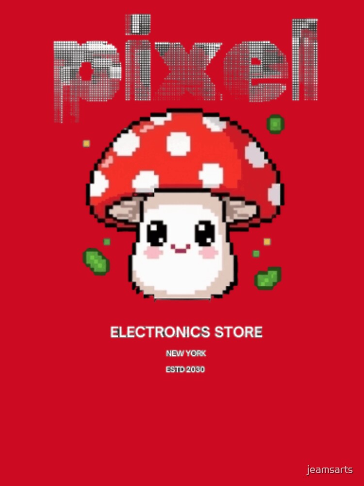Cute Pixel Art Mushroom – Kawaii Retro Pixel Design for Stickers & T-Shirts by jeamsarts