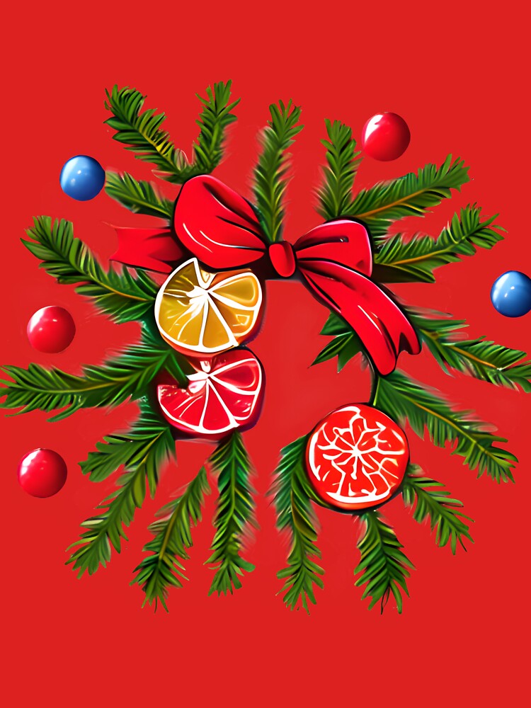 CHRISTMAS FESTIVE WREATH COLORFUL WITH RED BOW. by Sanny88