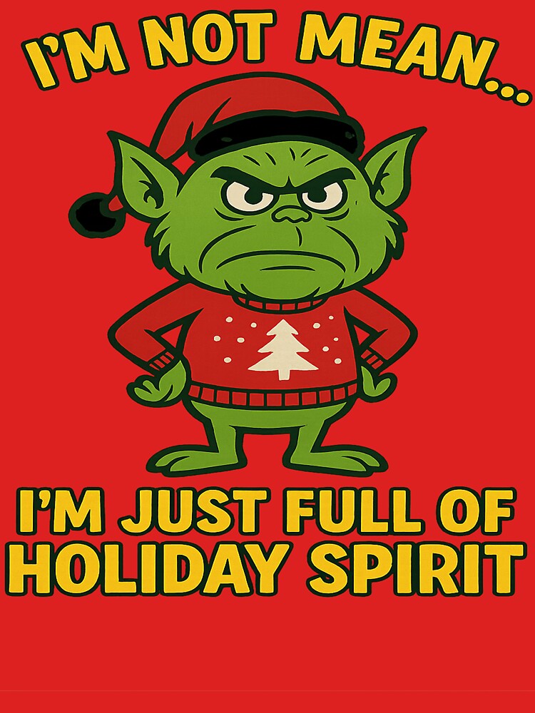Funny Grumpy Green Goblin Funny Holiday Spirit Christmas Design by JollyDoodle Studio