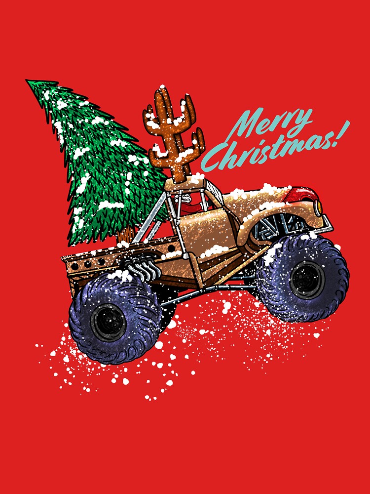 Merry Christmas Santa Driving A Monster Truck Vintage by tronictees