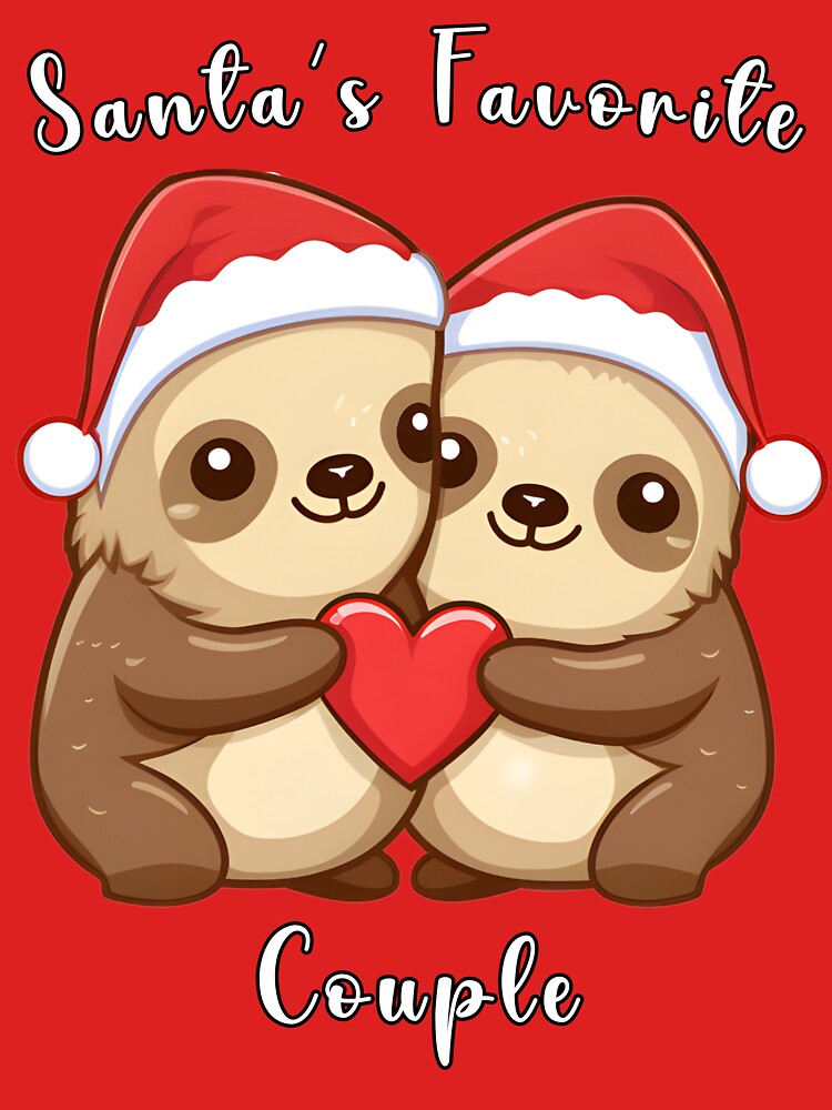 Santa's Favorite Couple Cute Christmas Sloth by Pati-Design
