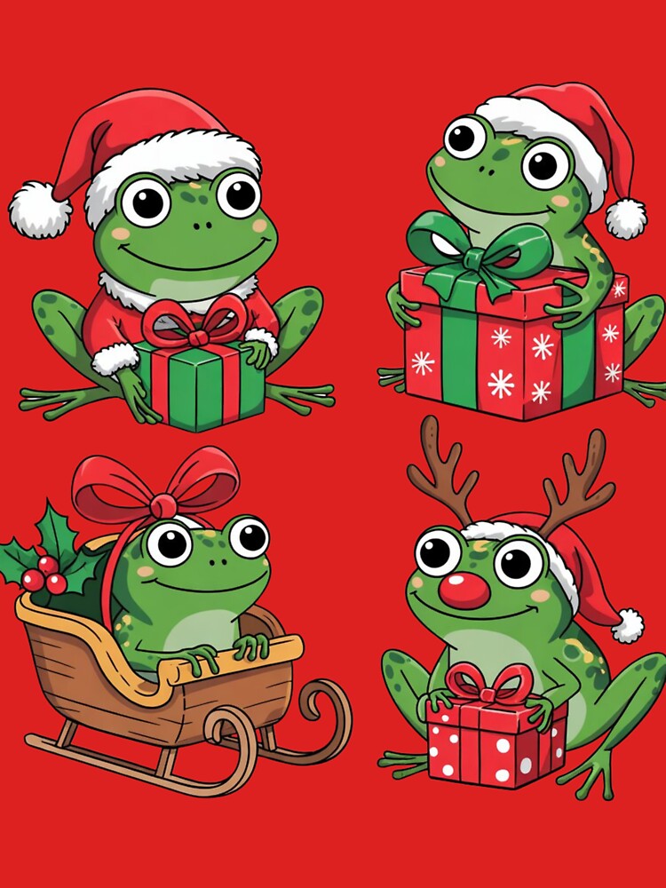 Festive Santa Frogs Christmas Squad – Cute Holiday  Design by Designorado