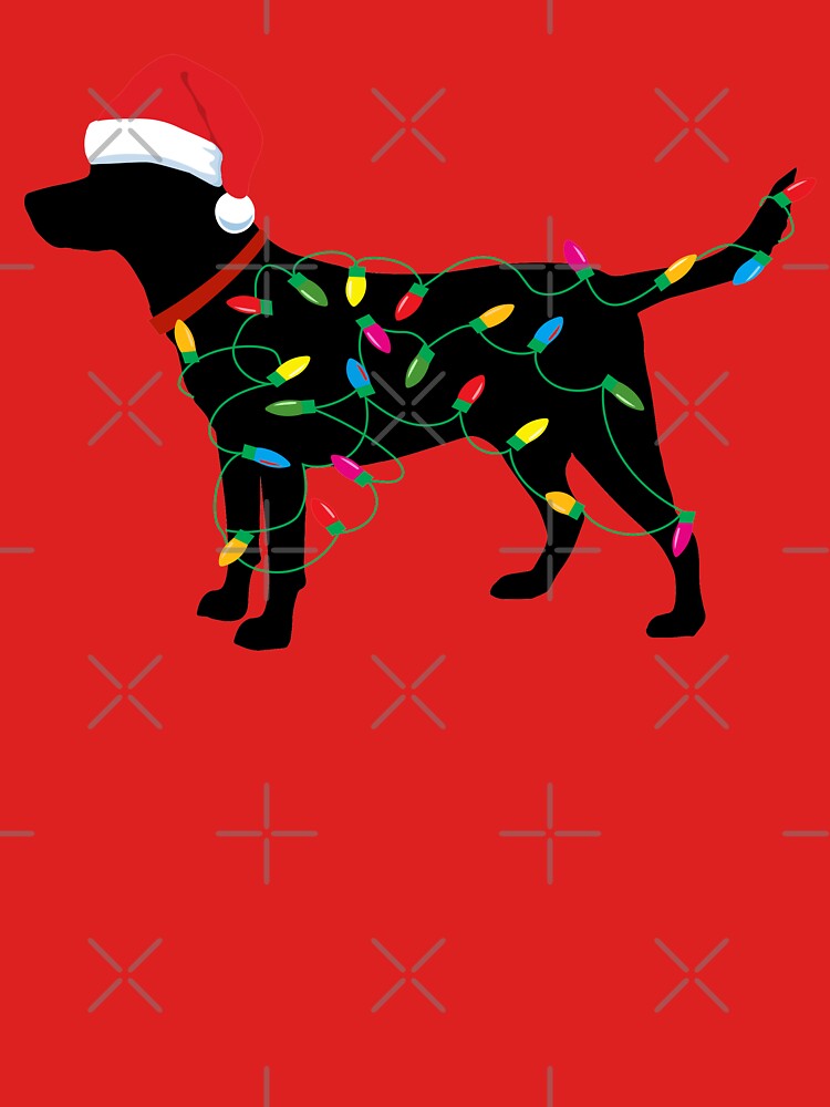 Christmas Labrador Retriever in Santa Hat Christmas Lights Holiday Dog Gift Santa Dog by madeulaugh