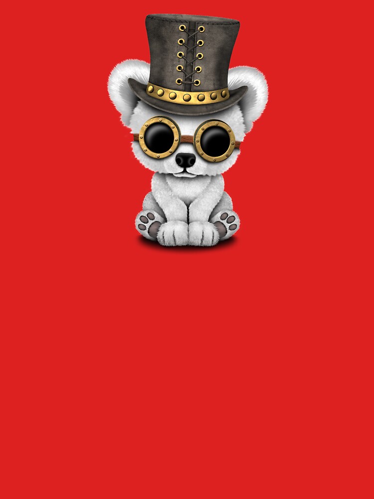 Steampunk Baby Polar Bear on Red by JeffBartels