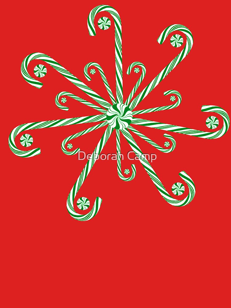 Green and White Christmas Candy Cane Snowflake by Deborah Camp