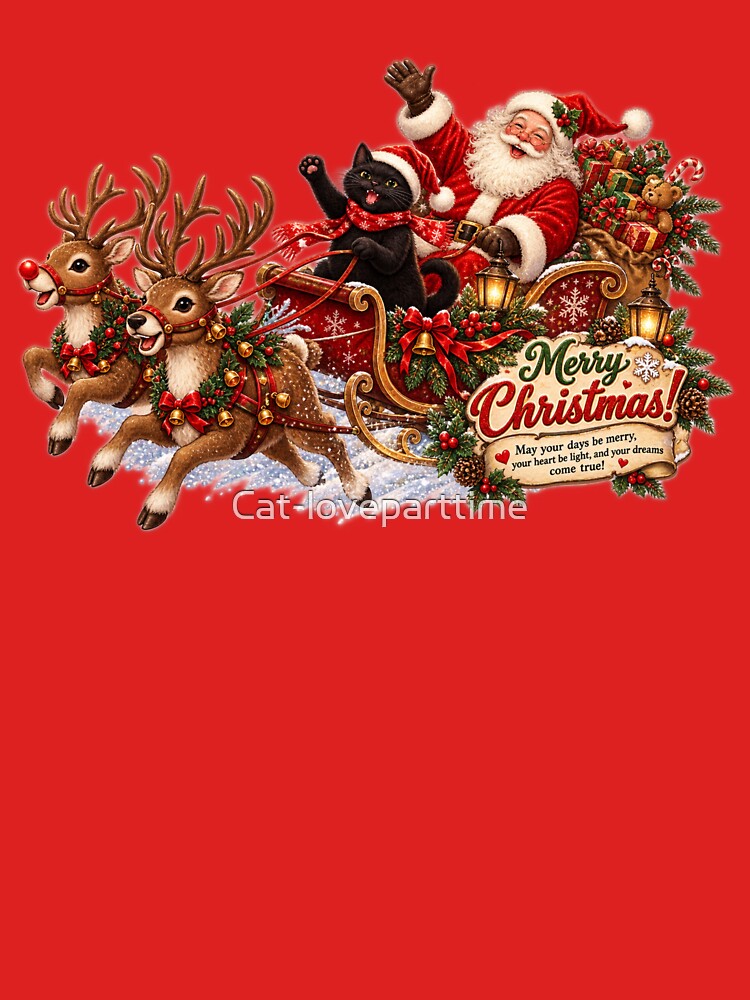 Santa and Black Cat Happy Holidays by Cat-loveparttime