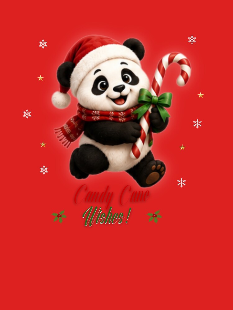 Cute Santa Panda Candy Cane Wishes by EnginerdStudio