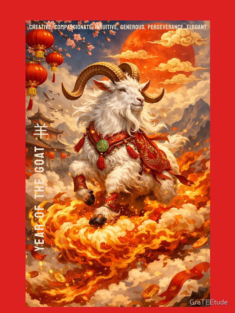 Year Of The Fire Goat Chinese Zodiac Lunar New Year 2027 by GraTEEtude