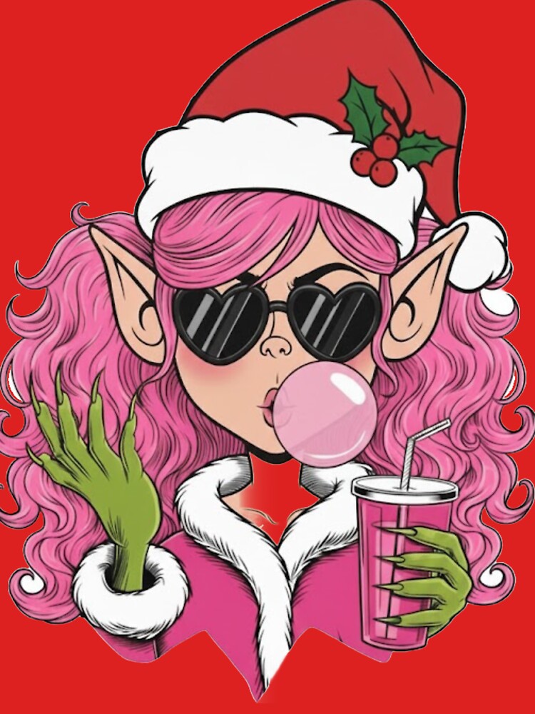 "Pink Holiday Vibe" | Edgy Pink-Haired Elf | Coquette Dark Christmas by Mailius