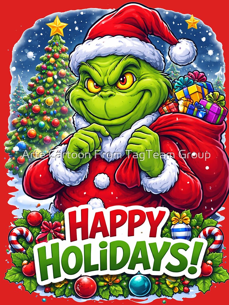 Green Christmas Grump – Funny Holiday Illustration by Arte Cartoon From TagTeam Group