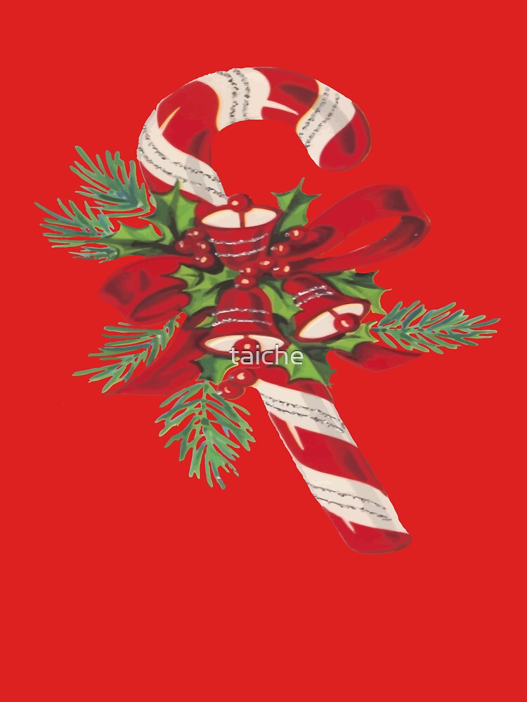 Christmas Candy Cane With Decorative Ribbon and Bells by taiche