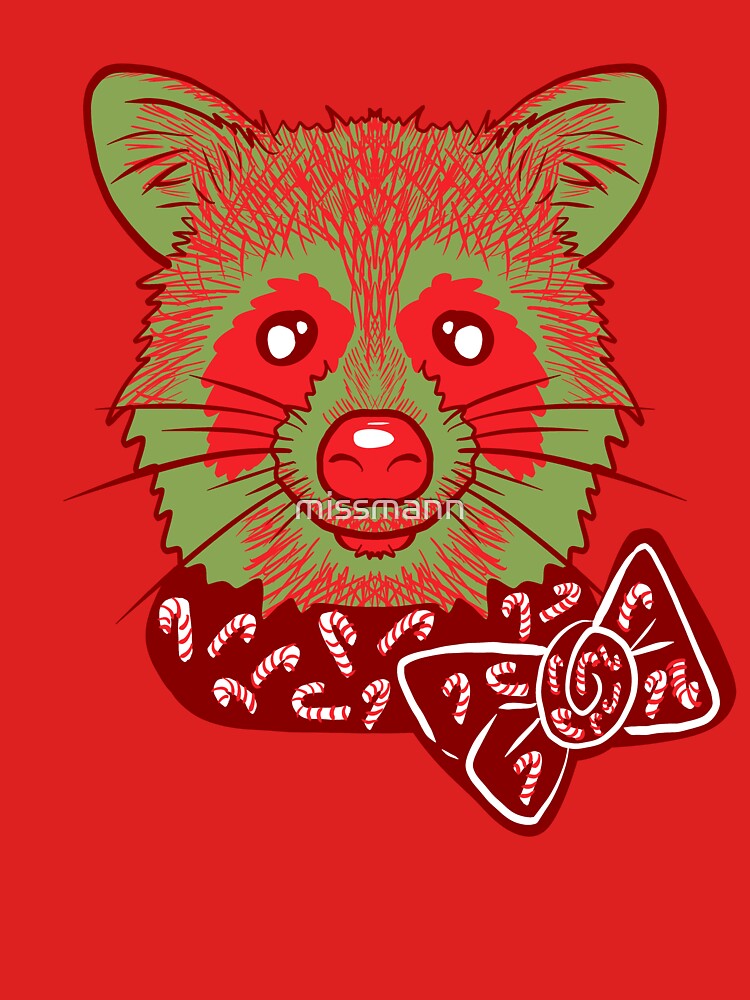 Christmas Raccoon With red background by missmann