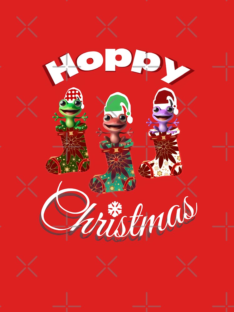 Hoppy Christmas Frog Design – Cute Frogs in Stockings | Kawaii Holiday Animal Art by HopeAndHustle
