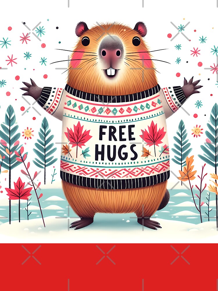 Capybara Free Hugs - Scandinavian Folk Art by heidiannemorris © by FOLK ART FUSION