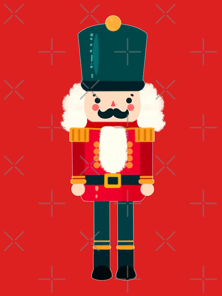 Red and Green Christmas Nutcracker Toy Soldier Graphic Art - Light Blue Background by Star-Fragment