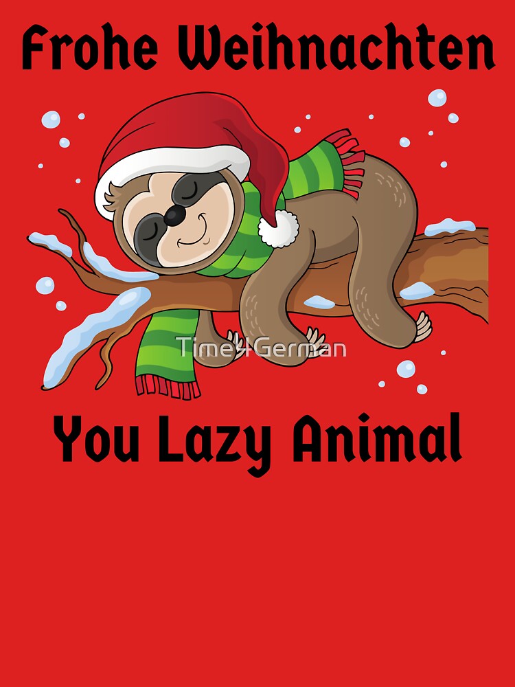 Merry Christmas Sloth Faultier Lazy Animal Funny by Time4German