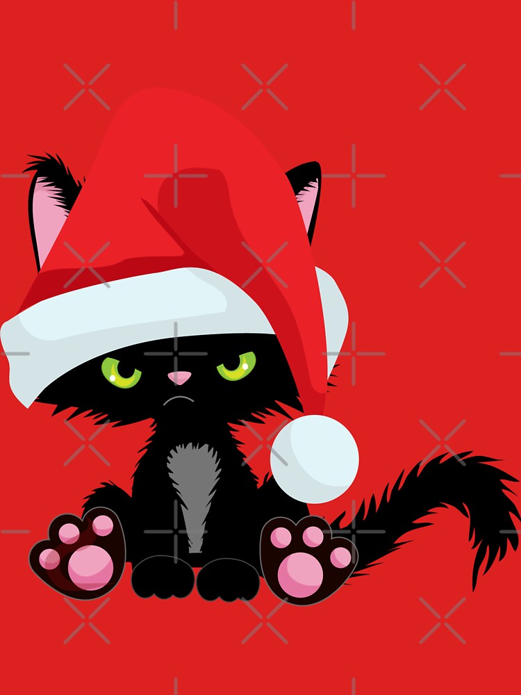 Christmas Hat Angry Cat Gift for Cat Lover by LionessLove