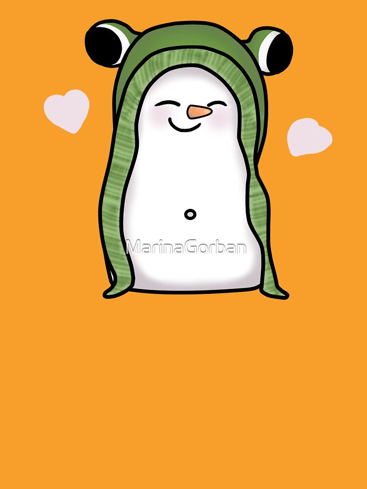 Cute Snowman In A Froggy Hat - Merry Christmas Happy Snowman by ViewerEqualsPhoton