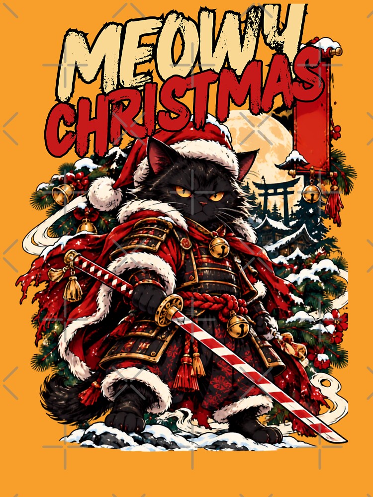 Meowy Christmas Samurai Cat Anime by WelLarsDigitals