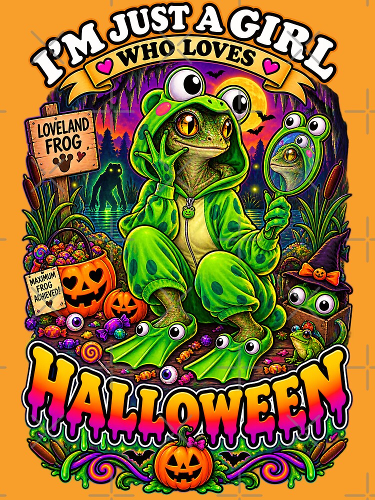 ⭐ CRYPT OR TREAT COLLECTION - CRYPTID - LOVELAND FROG IN FROG COSTUME - HOODED FROG ONESIES - GIRL - LOVELAND OHIO CRYPTID by WheelieGdArt