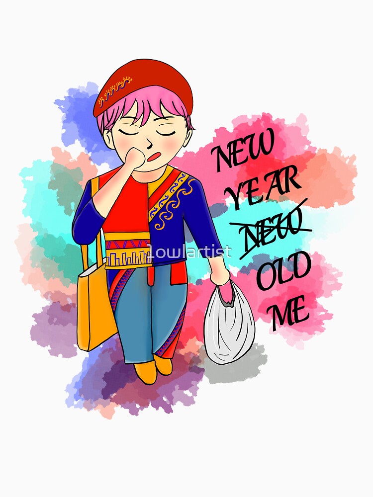Funny & Cute  New Year Old Me Art by One Owl Artist