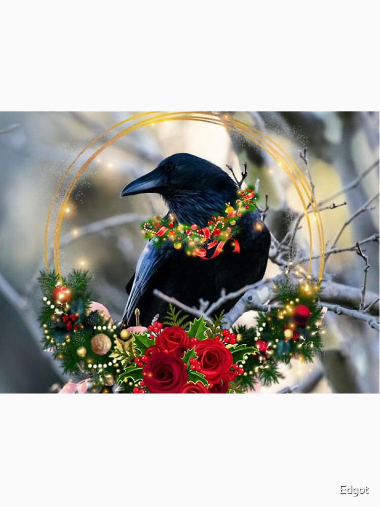 Christmas Crow, raven, winter solstice by Edgot Emily Dimov-Gottshall
