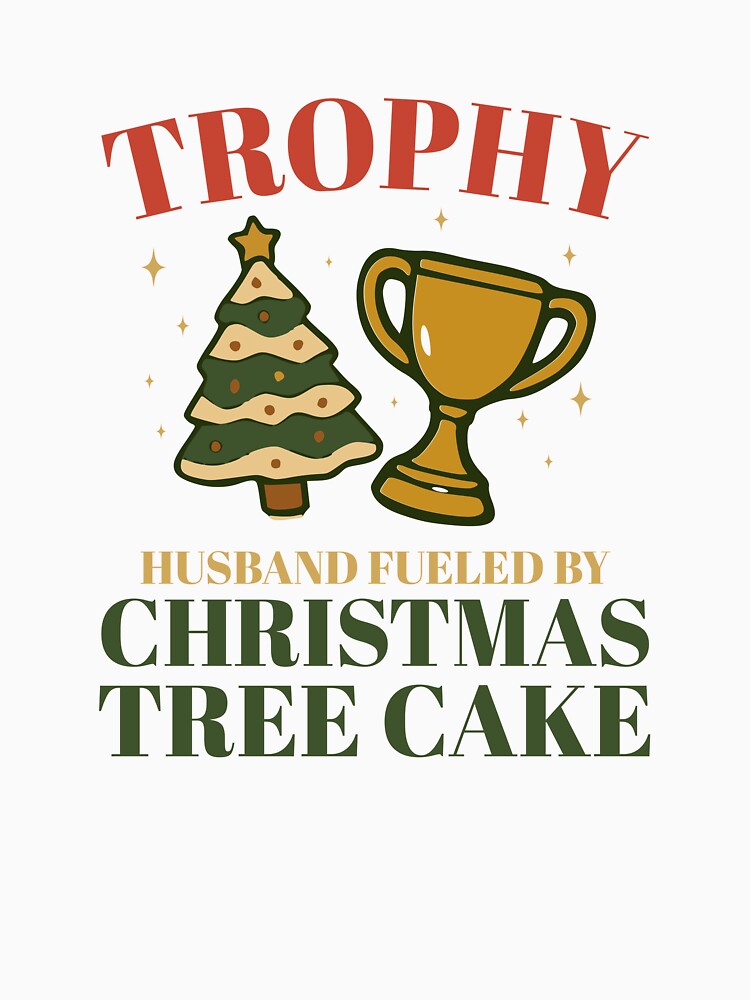 Trophy Husband Fueled by Christmas Tree Cake – Retro Trophy & Tree Cake Minimal Poster Design by s.waniel1
