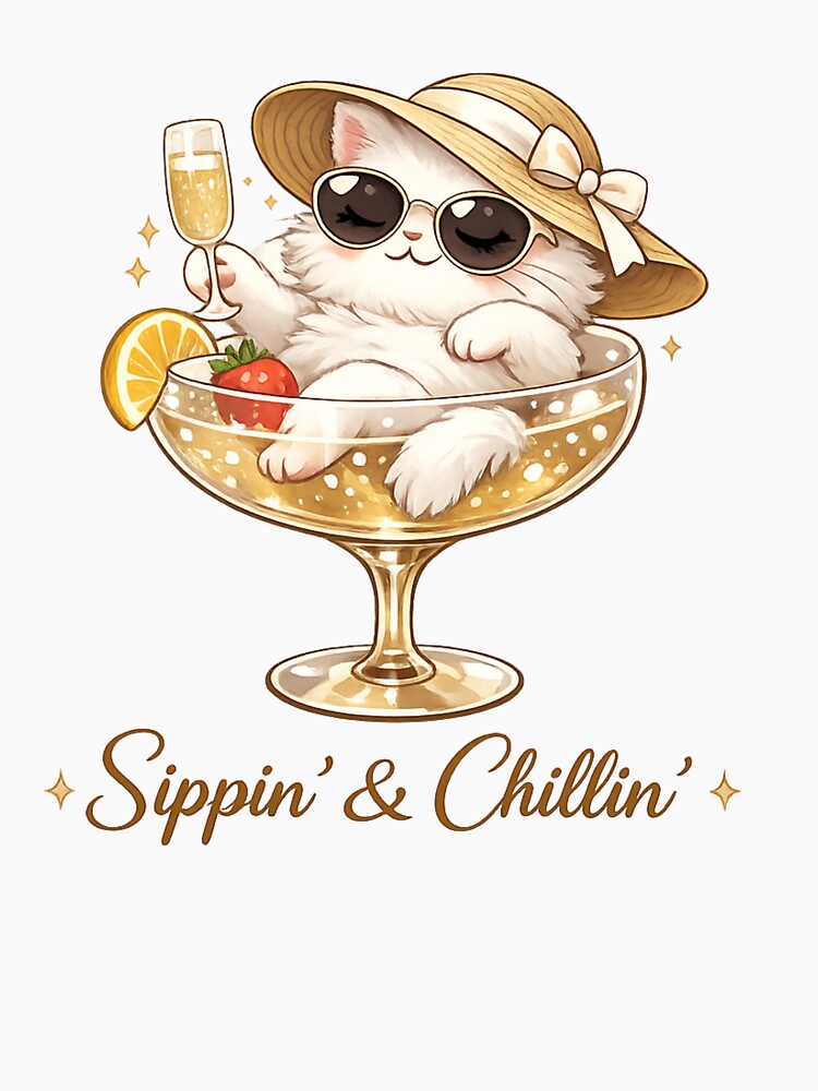 Sippin’ & Chillin’ Cute Luxury Cat by KTCreatives