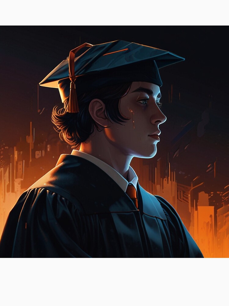 Dark Academia Graduation Poster | Neon Cyberpunk Anime Design by Joy-boy-op