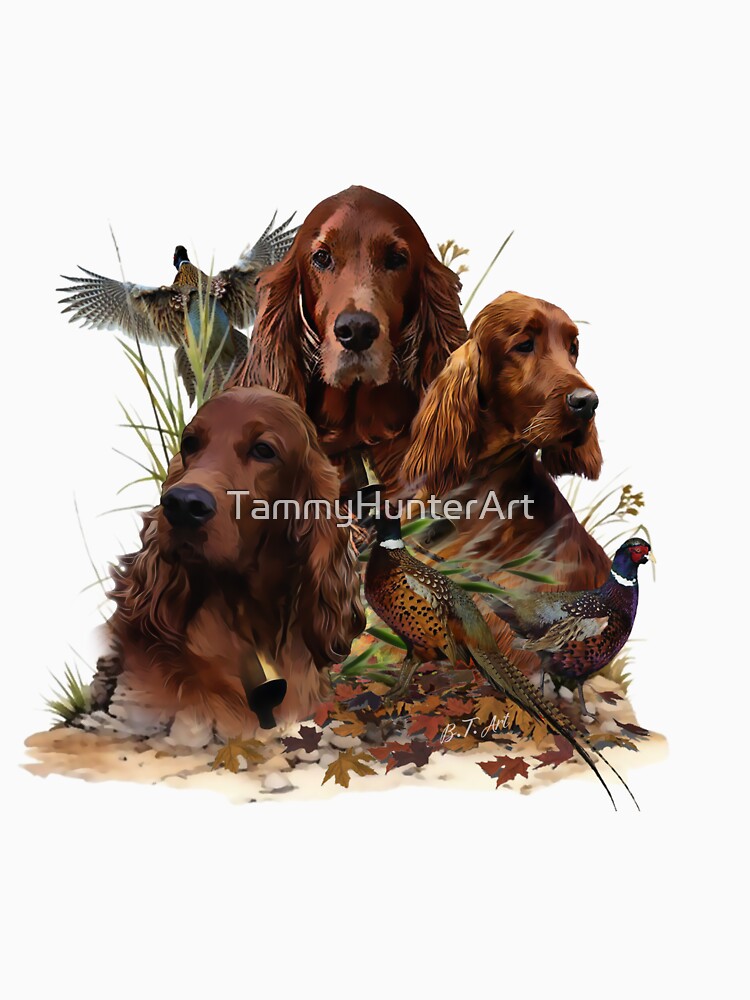 Irish Setters with Pheasants - Passion Hunt by TammyHunterArt