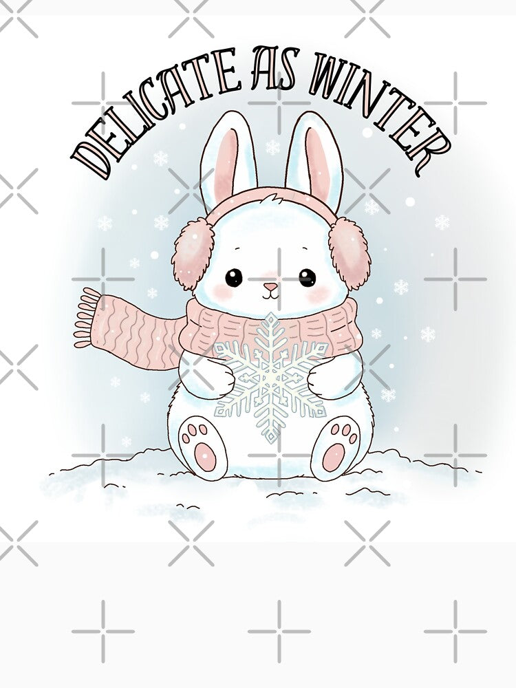 Delicate Winter Bunny – Soft Aesthetic Snow Art by Rexyy Studio