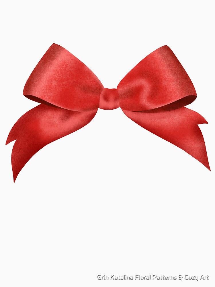 Elegant red ribbon bow illustration by Grin Katalina Floral Patterns & Cozy Art