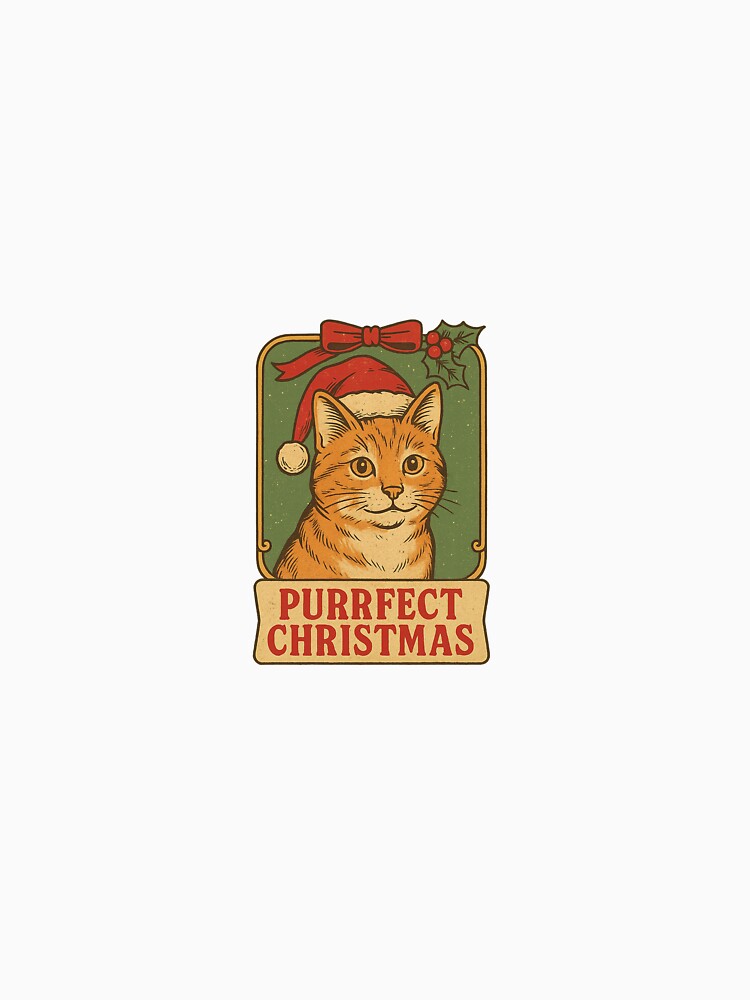 Purrfect Christmas – Vintage Cat Holiday Portrait Design by The Nostalgic Joke