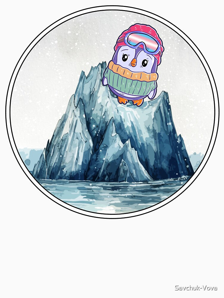 Cute Penguin in Ski Goggles in Transgender Flag Colors by Savchuk-Vova