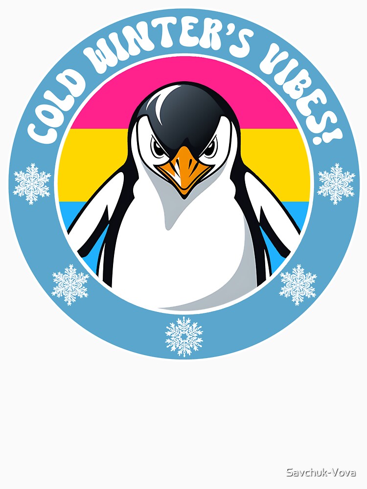Cute Penguin on Pansexual Flag Background by Savchuk-Vova
