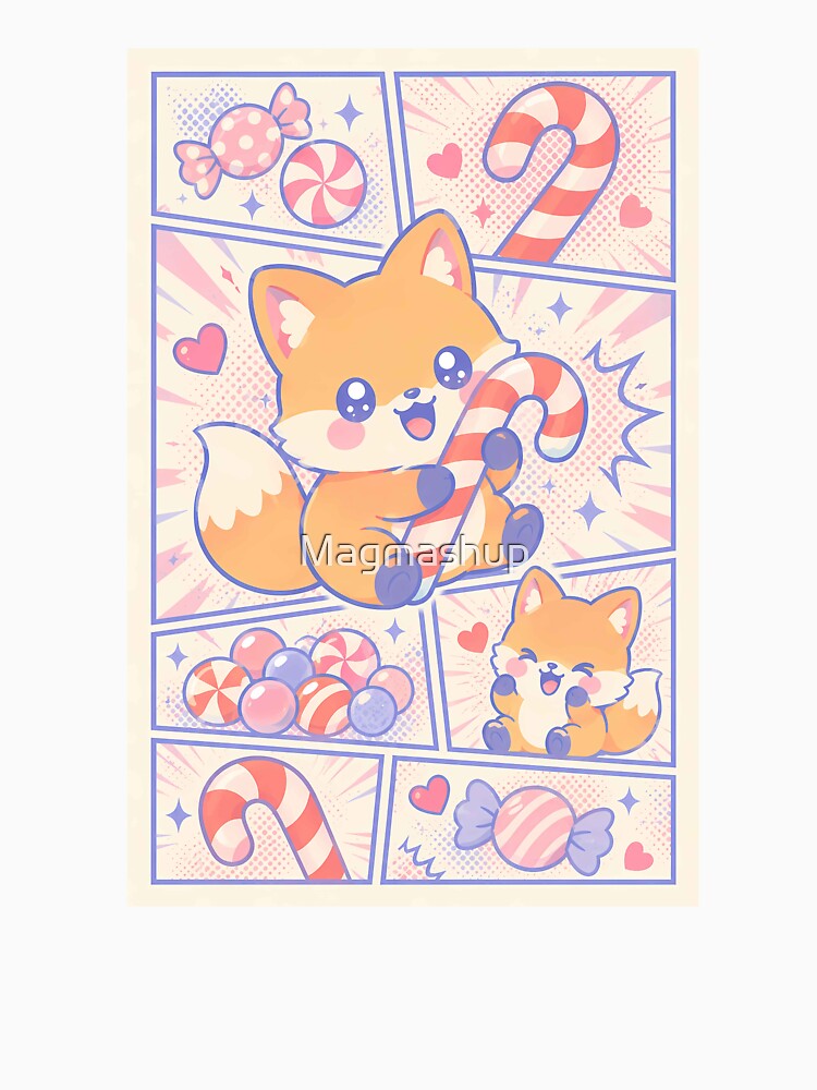 Kawaii Fox Candy Cane Pop Panels by Magmashup