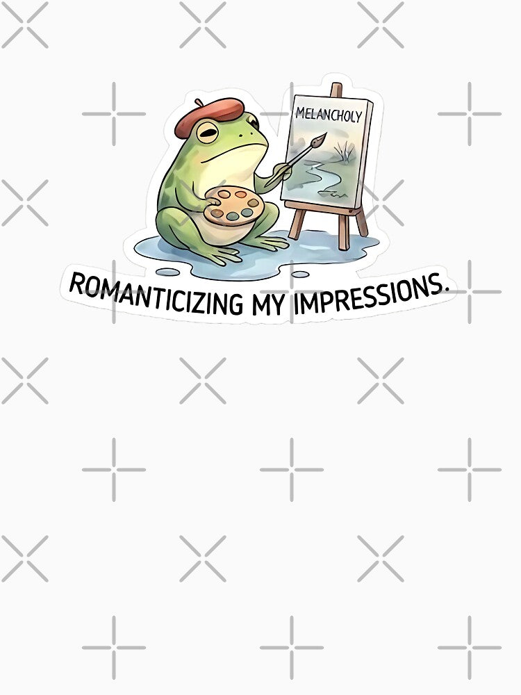 Artist Frog Romanticizing My Impressions – Melancholy Painting Sticker by M.O.K.
