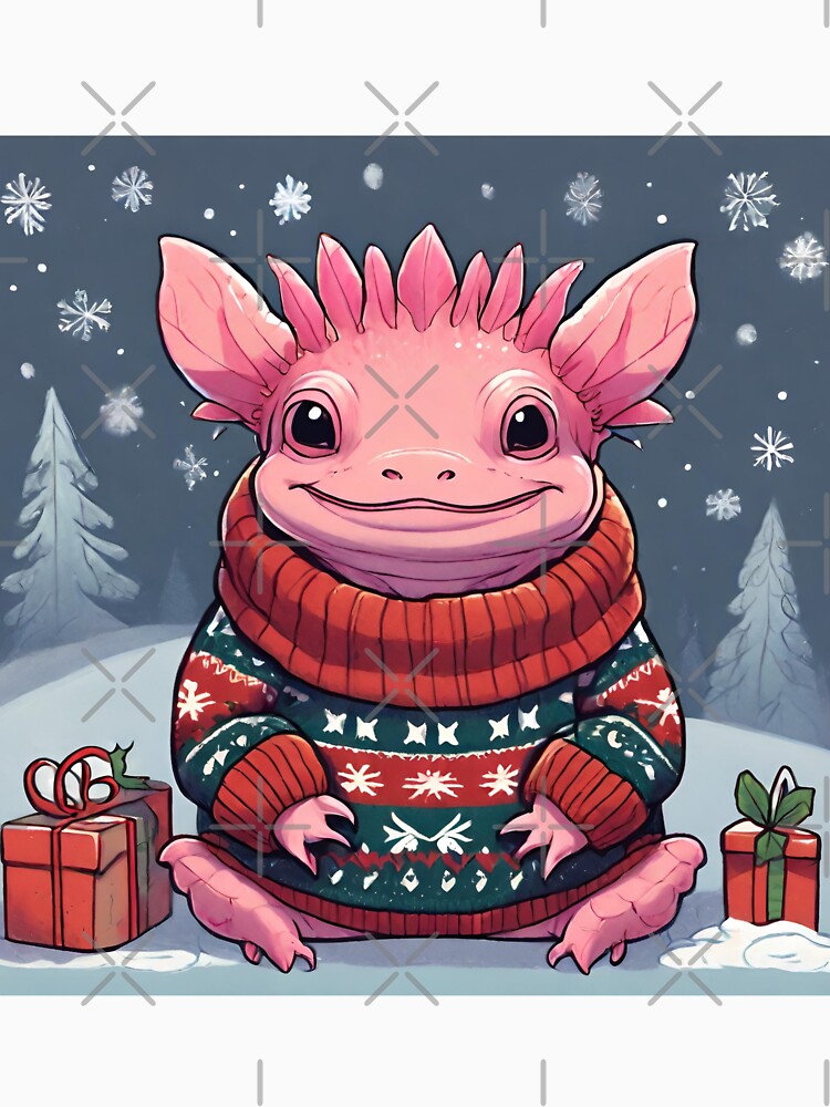 Cozy Axolotl in a Christmas Sweater by Balckrose
