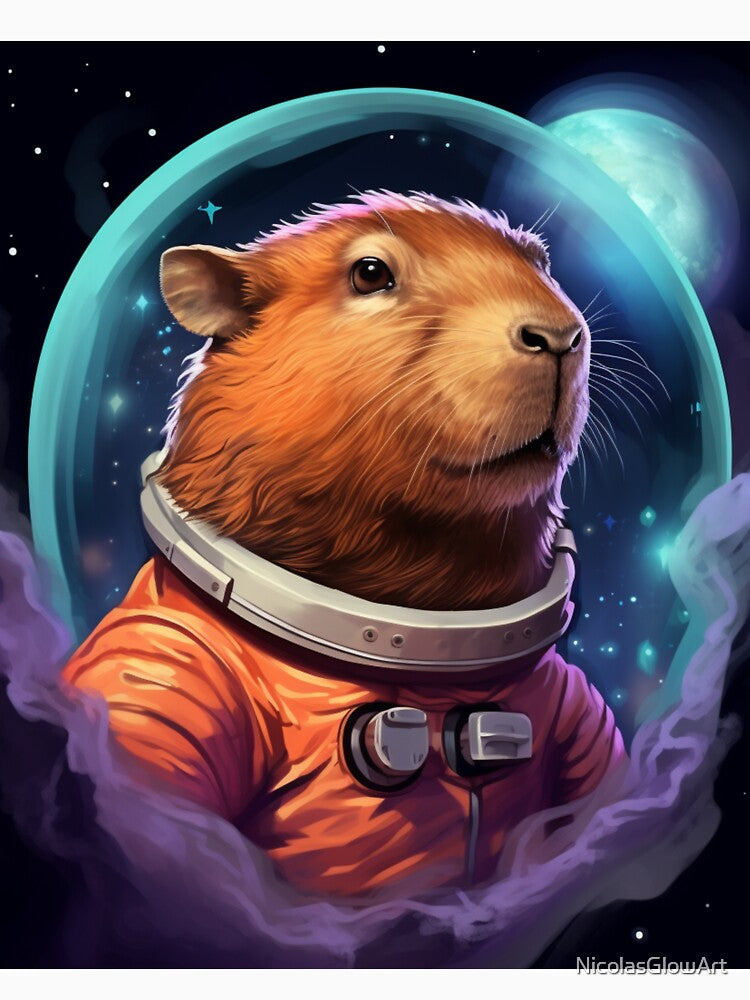 Capybara Astronaut In Space by NicolasGlowArt